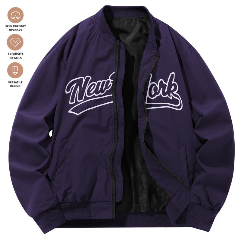 Baseball Uniform Retro Stand Collar Top Easy Matching Coat