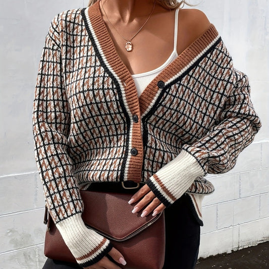 Knitted Cardigan Sweater Women's Coat V-neck