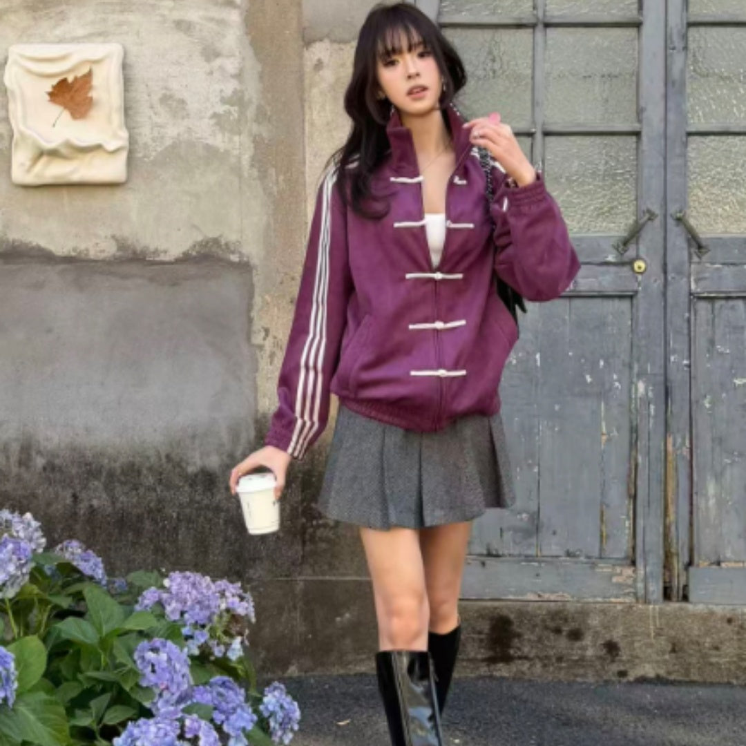 Women's Autumnwinter Side Striped Stand Collar Sweatshirt