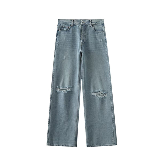 Summer New Women's Vintage Casual All-matching Ripped High Waist Loose Comfortable Jeans