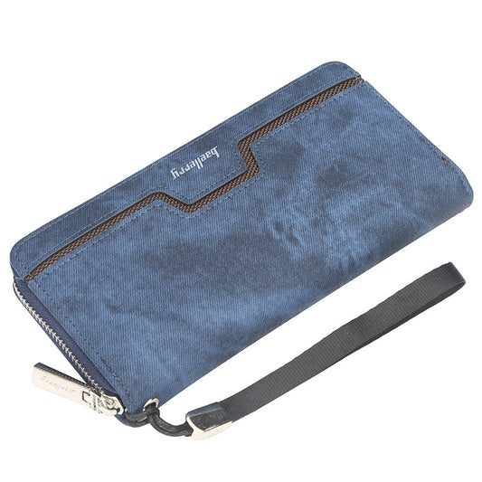 Baellerry Men's Long Zipper Wallet Tide PU Leather Handbag