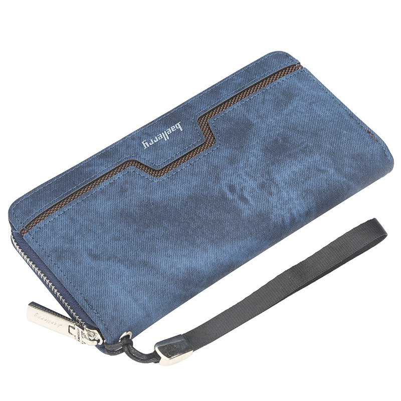 Baellerry Men's Long Zipper Wallet Tide PU Leather Handbag