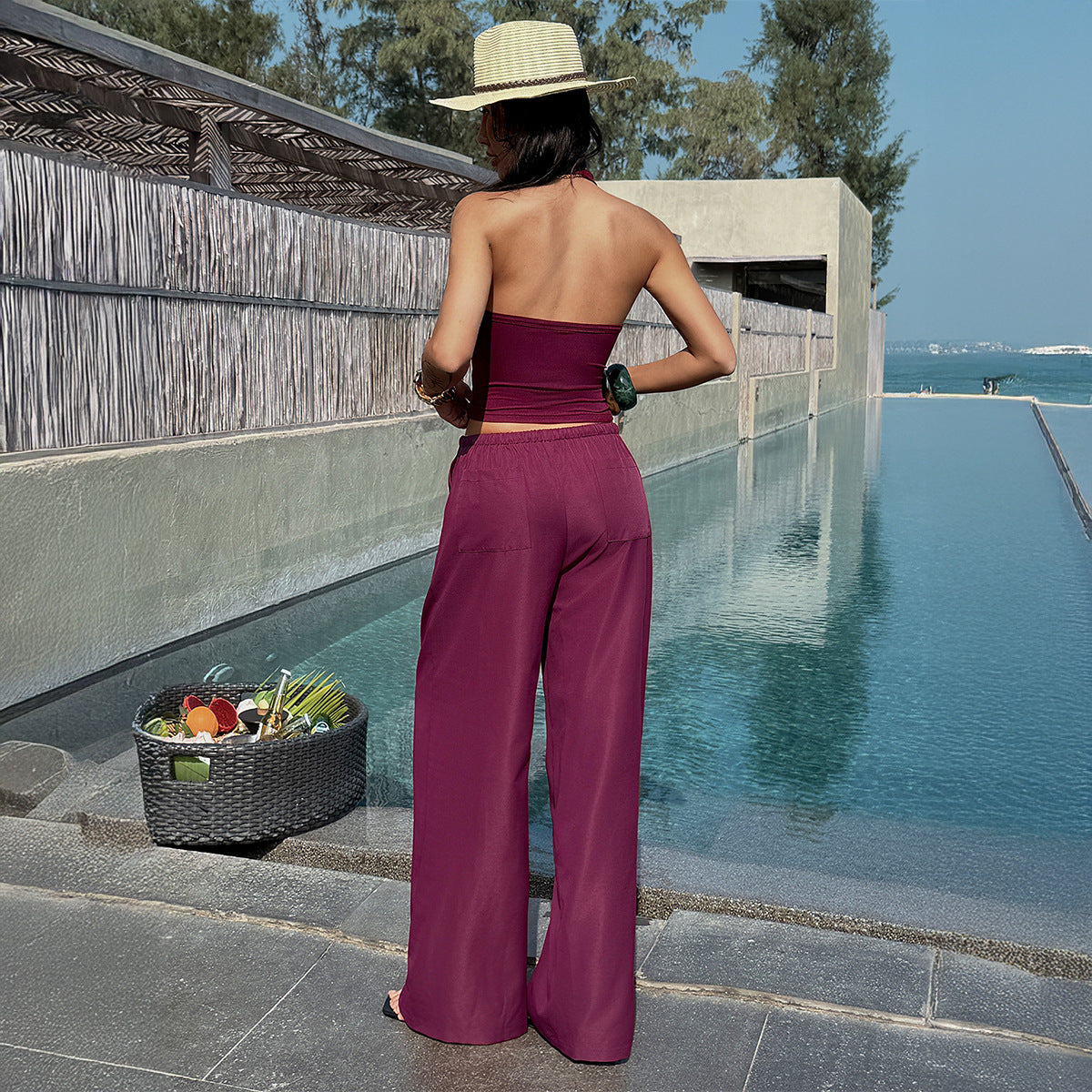 Women's Fashion Casual Suspender Pants Set