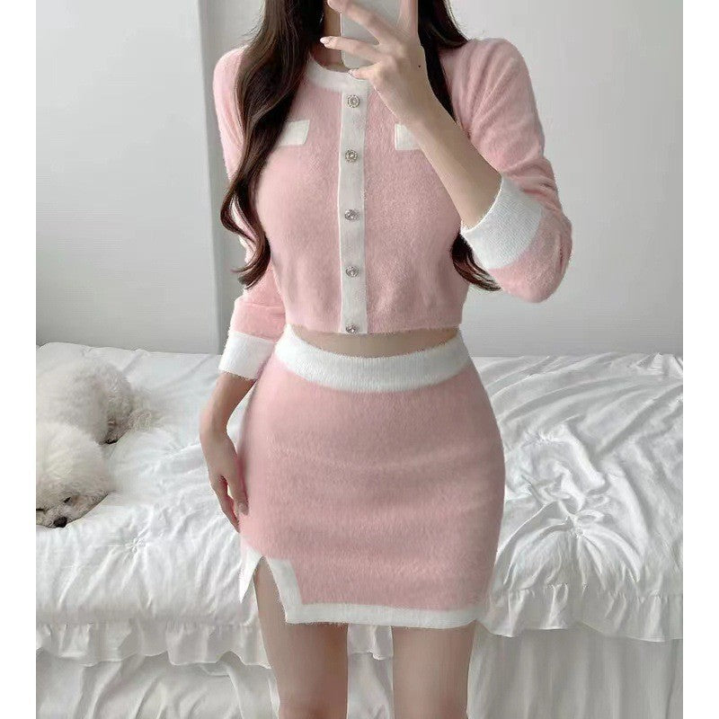 Chanel-style Sweater And Sheath Skirt For Women