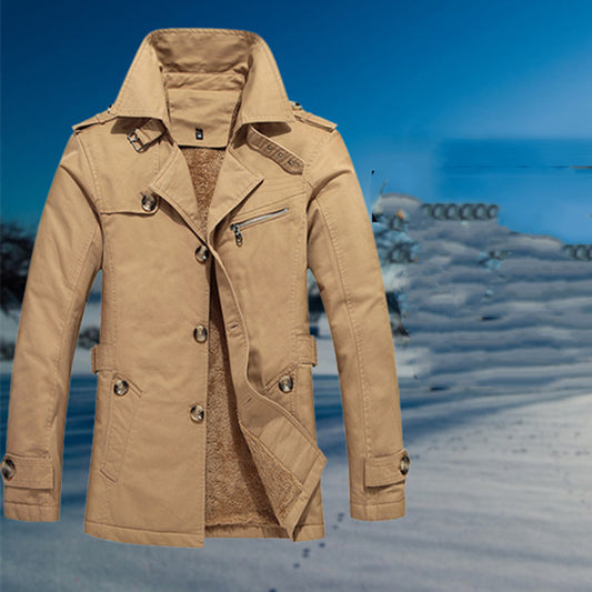 Herre Fritid Fleece Overfrakke Frakke
