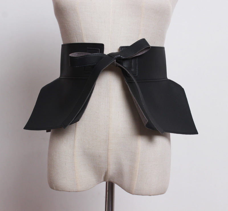 Leather pants tie bow belt