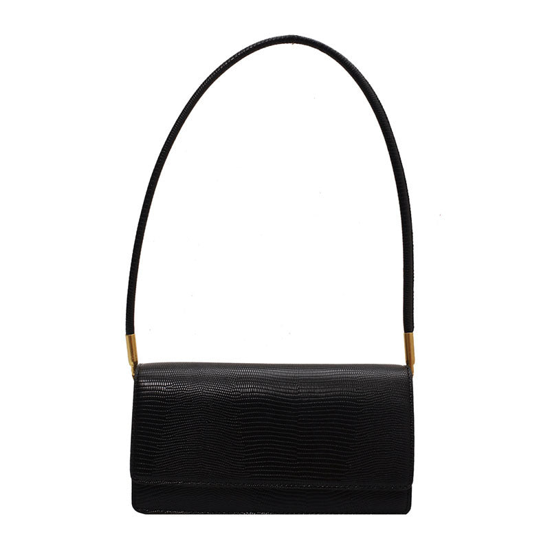 Female Japanese Solid Color Baguette Stripe Retro Fashion Underarm Messenger Bag