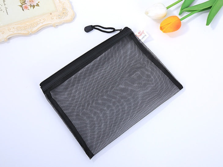 Transparent mesh cosmetic bag small portable hand to carry cute carry