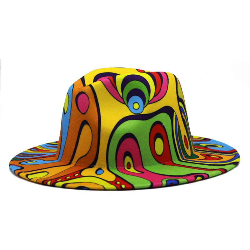 Large-brimmed Wool Felt Men's And Women's Pattern Hat