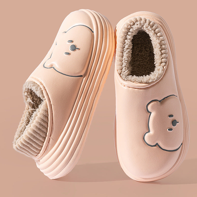 Outdoor Waterproof Cotton Slippers Women's Bag With Indoor Home Non-slip Fluffy Cotton Shoes