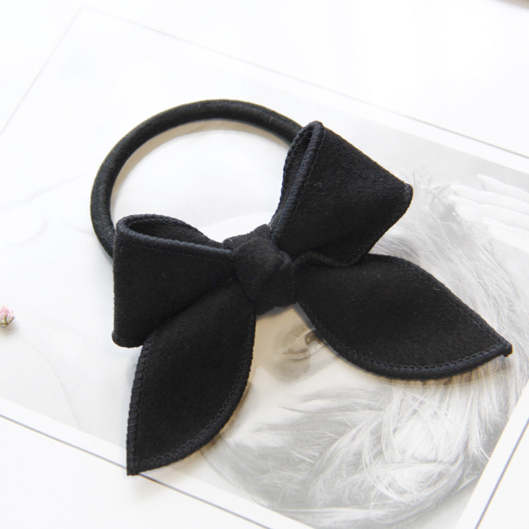 Pure Color Fabric Butterfly Head Rope Suede Bow Hair Rope