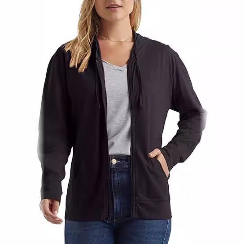 Sports Top Pullover Solid Color Hoodie