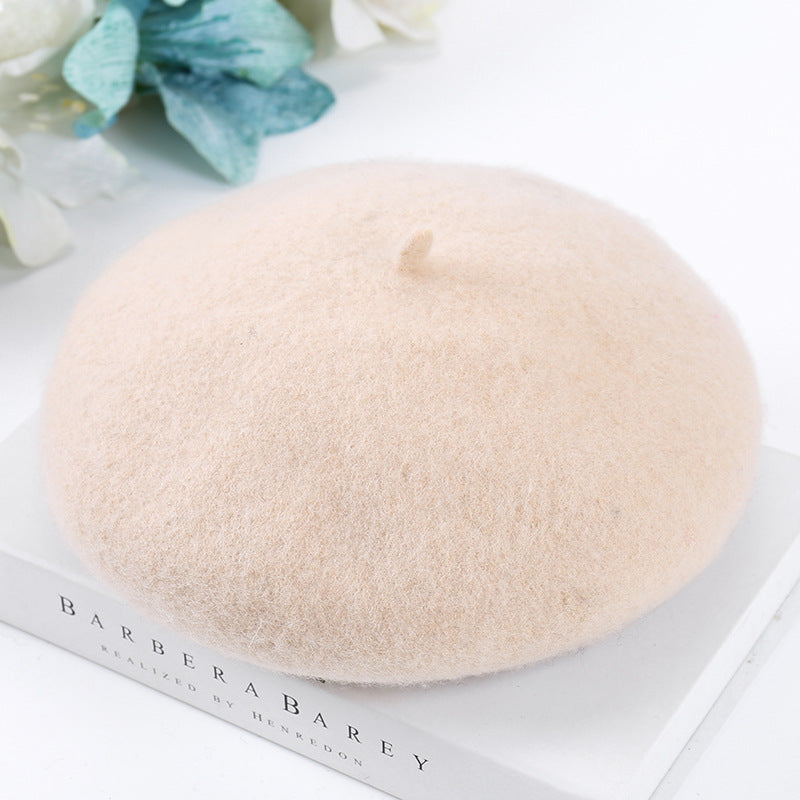 Women's Fashion Casual Solid Color Breathable Wool Tweed Hat