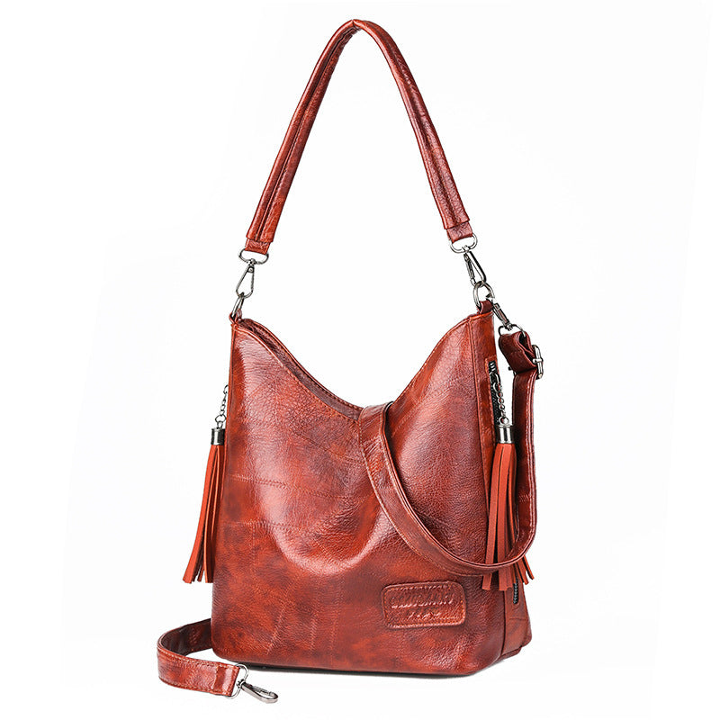 Simple fashion tassel female bag