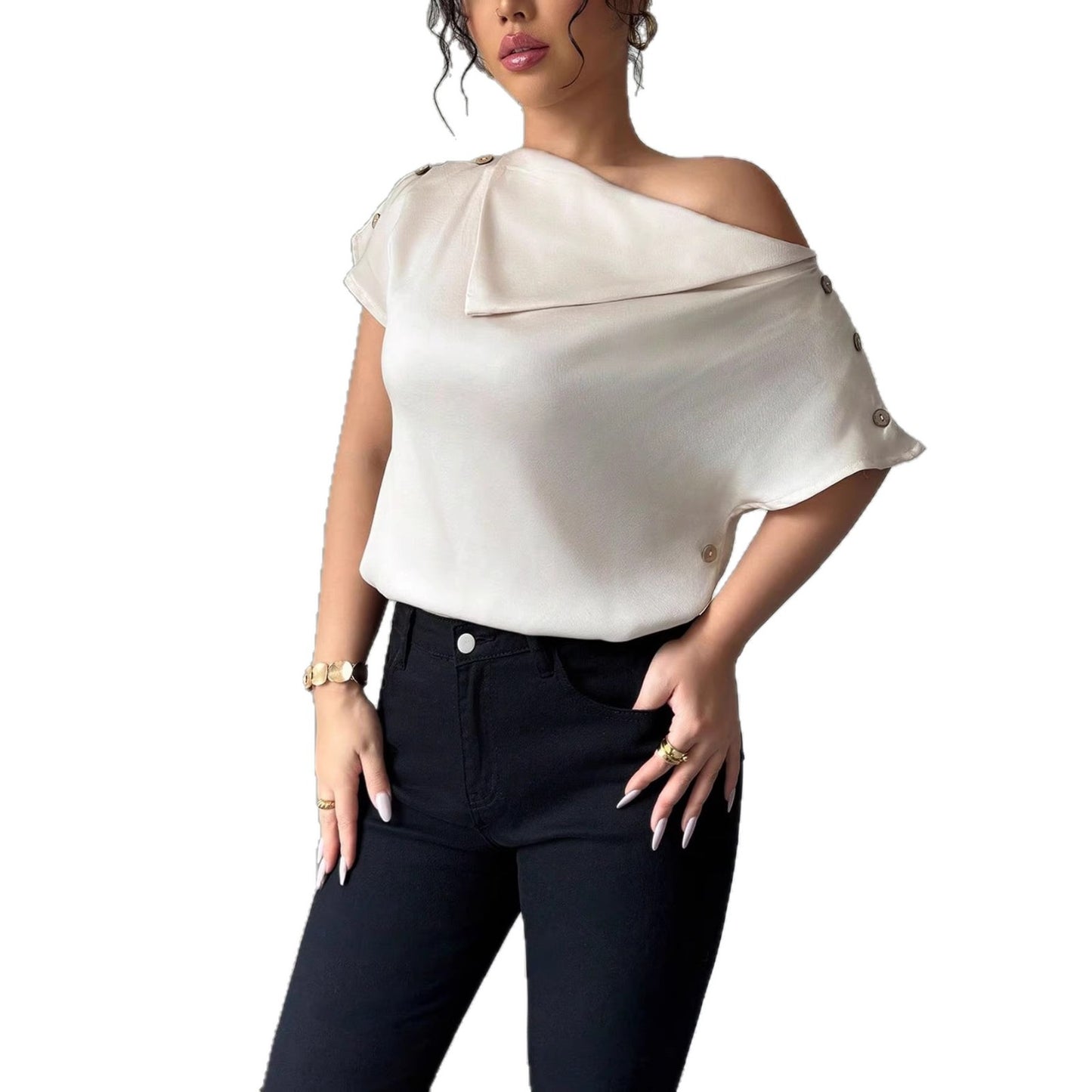 Stylish Womens Wide-neck Off-shoulder Sexy Top