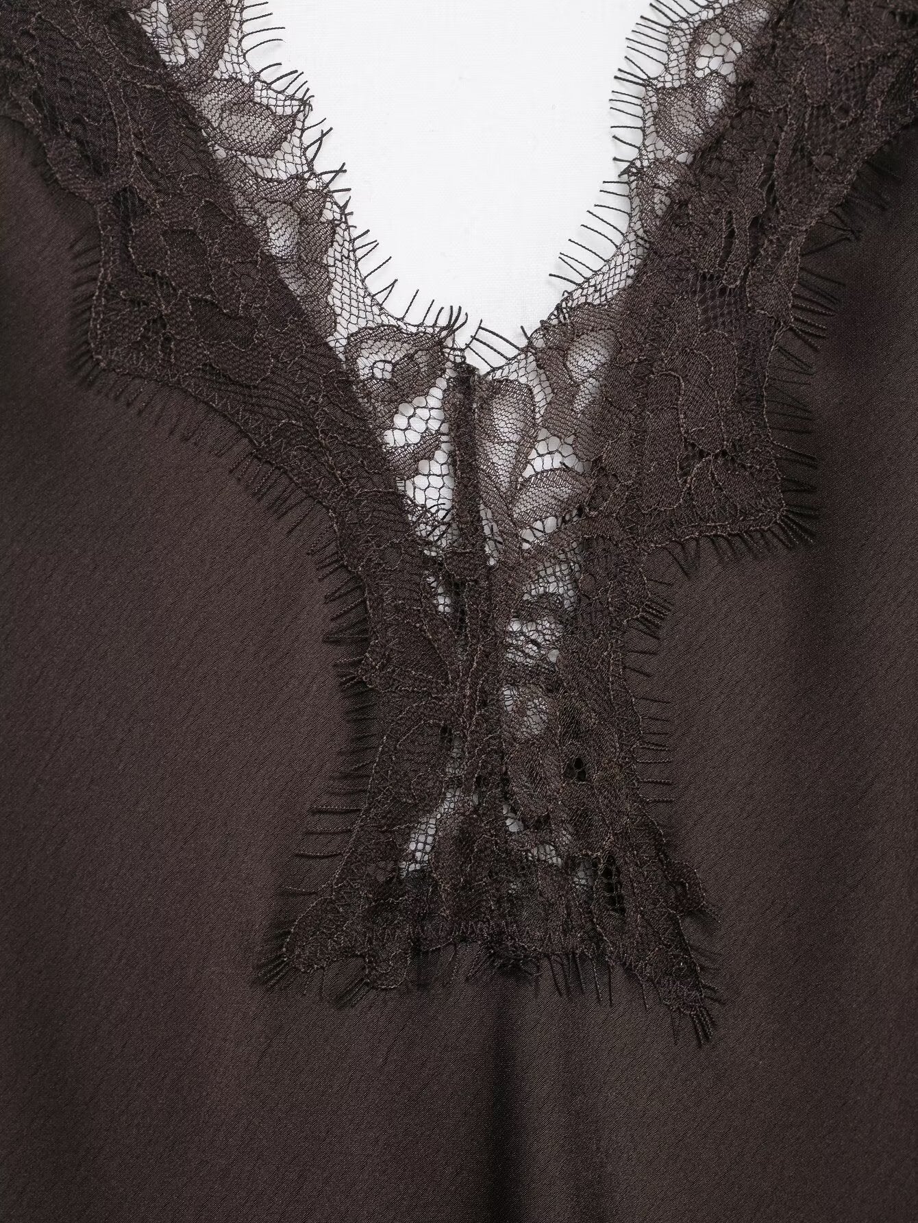 Lace Trimmed Silk Satin Dress