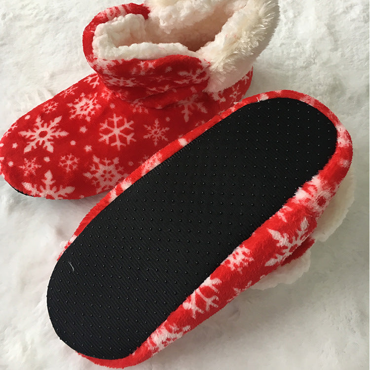 Coral Velvet Snowflake Home Shoes Indoor Autumn And Winter Adults