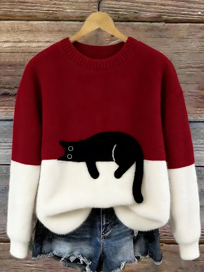 Womens Christmas Pullover Fleece Long-Sleeve Sweater