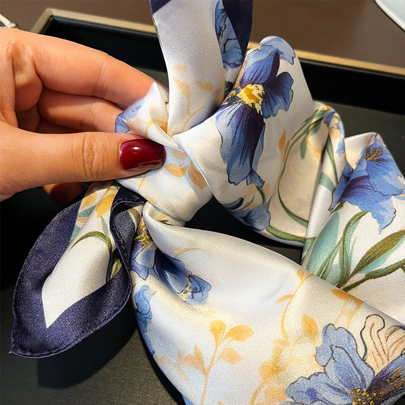 Silk Scarf Small Square Towel Women's Silk Korean Thin