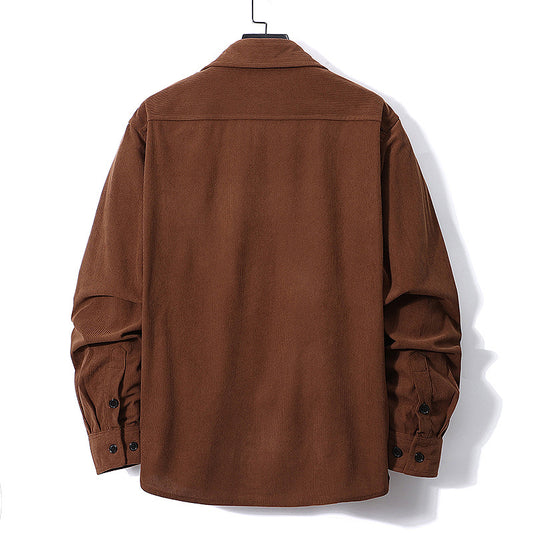 European Size Long Sleeve Shirt Men's Corduroy