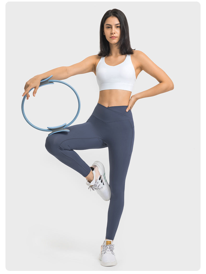 Yoga Side Pocket Elastic Light Thin Soft Nude Feel Running Workout Ankle Length Pants