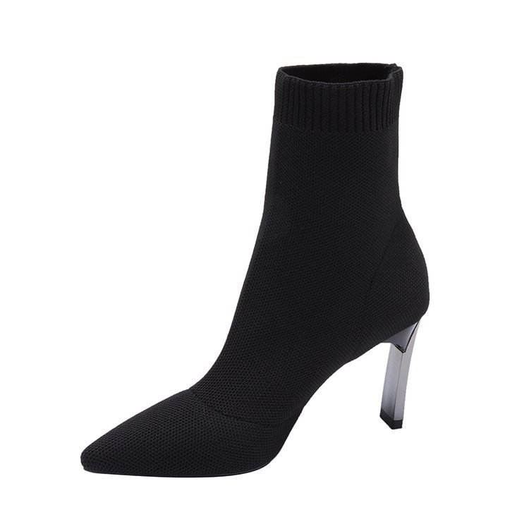 Knitted thick-heeled high-heeled socks