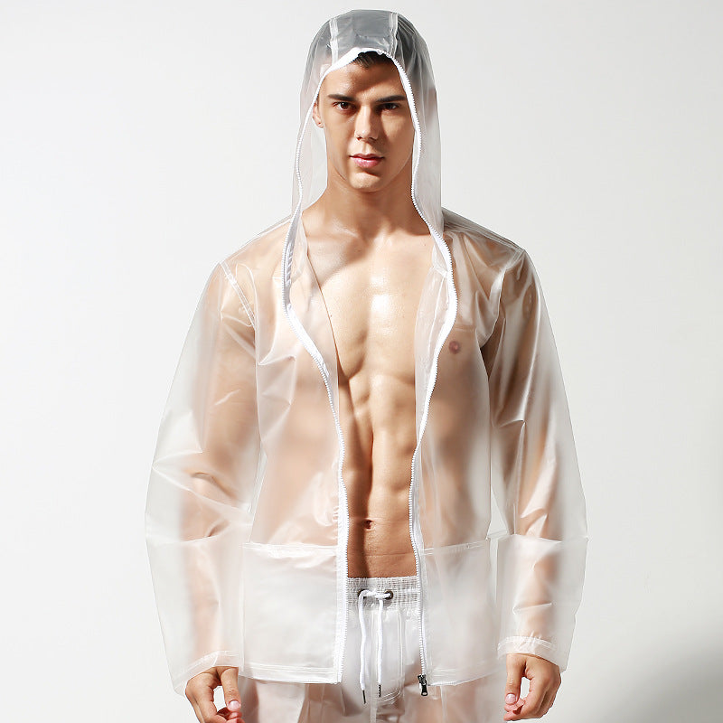 Men's Windproof Jacket Waterproof Transparent Beach Coat