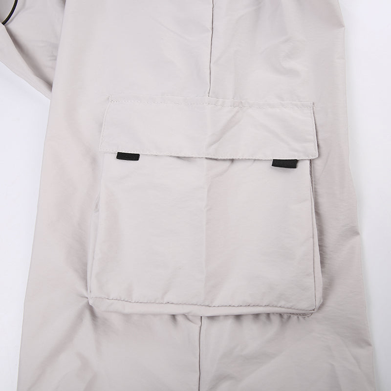 Street Loose Pocket Wide Leg Ladies Pants