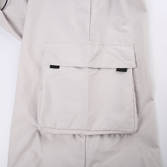 Street Loose Pocket Wide Leg Ladies Pants