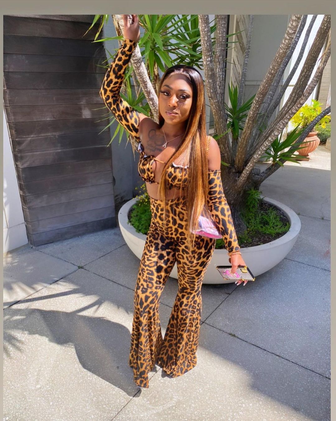 European And American Leopard-print Sleeveless Top With Long Sleeves