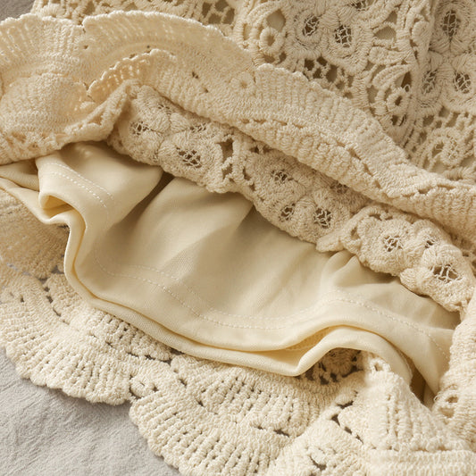Women's High Waist Hollow Water Soluble Lace Shorts