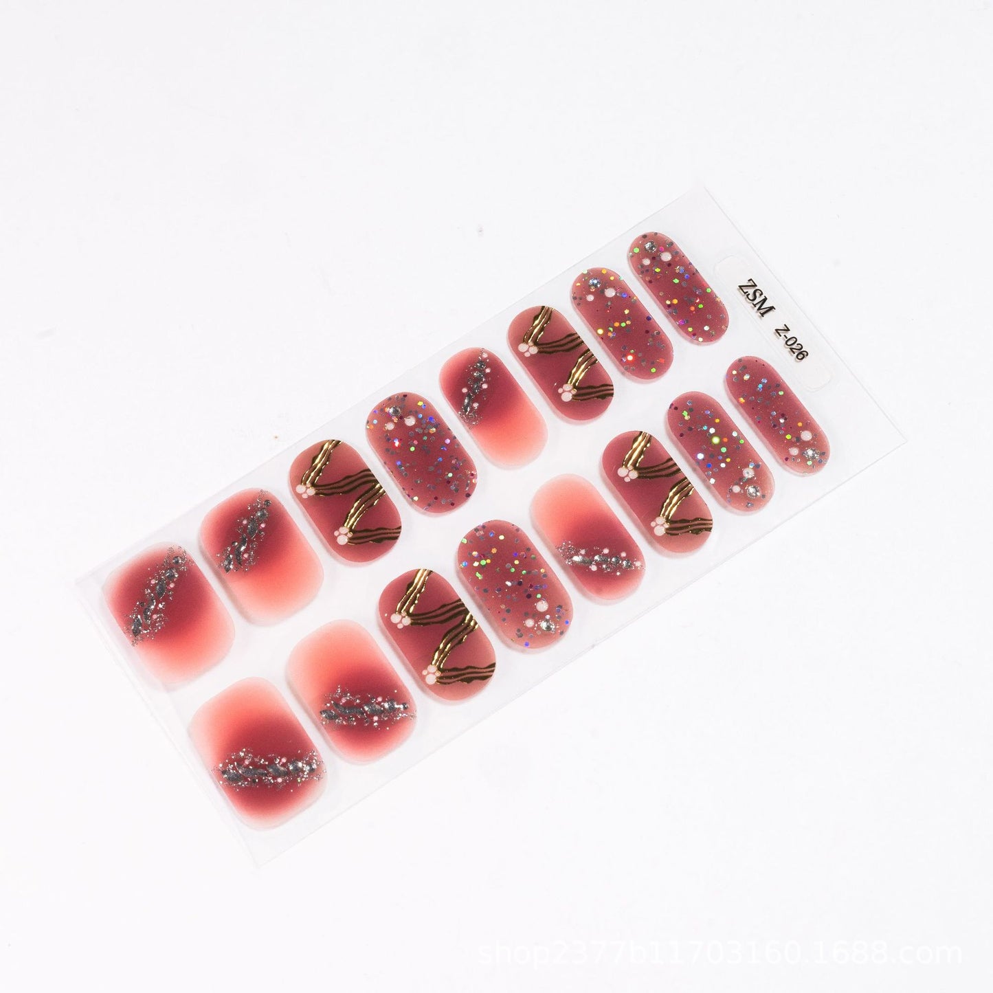 16 Finger Diamond Nail Sticker 3D Waterproof