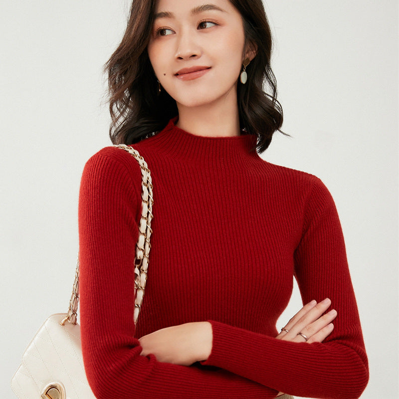 Sweater Women's Bottoming Shirt All-match Tight Slimming Long Sleeve Top