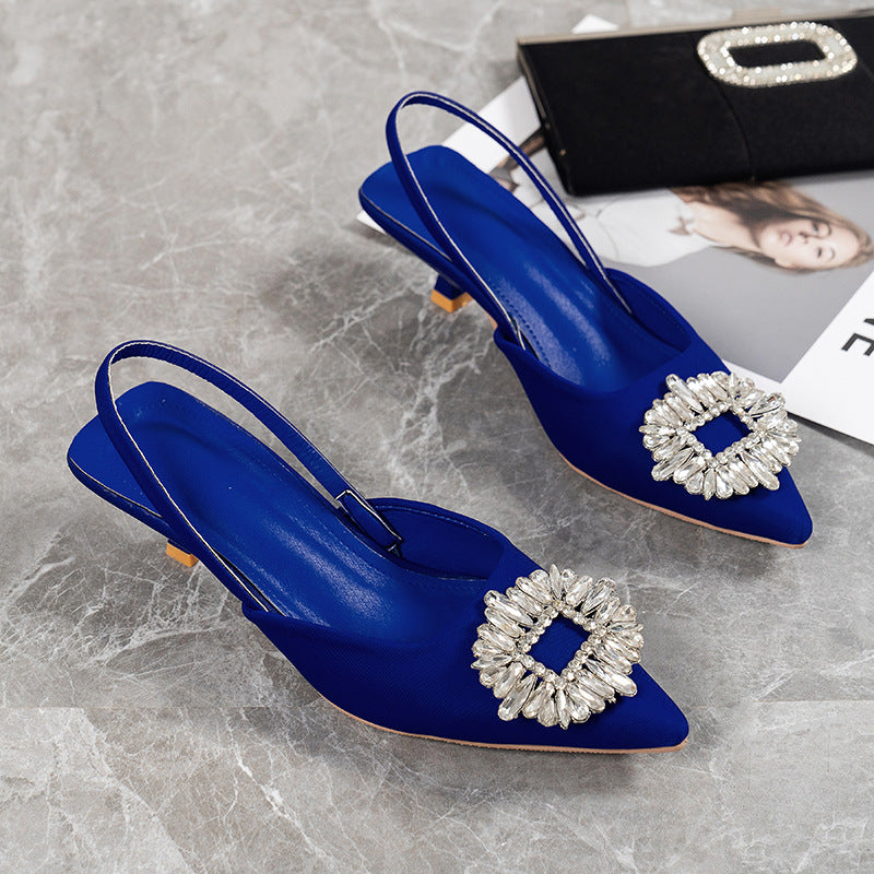 Pointed Stiletto Mid-heel Shoes Back Empty Toe Sandals