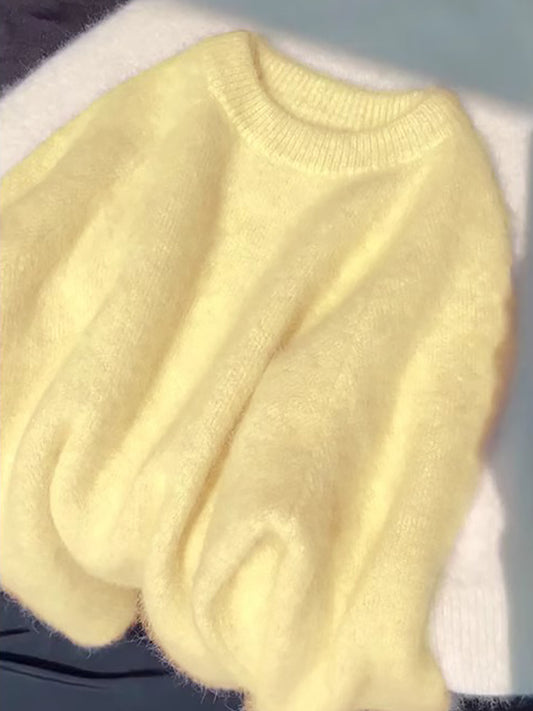 Loose, Cozy Mohair Pullover Sweater For FallWinter Womens Knitted Top
