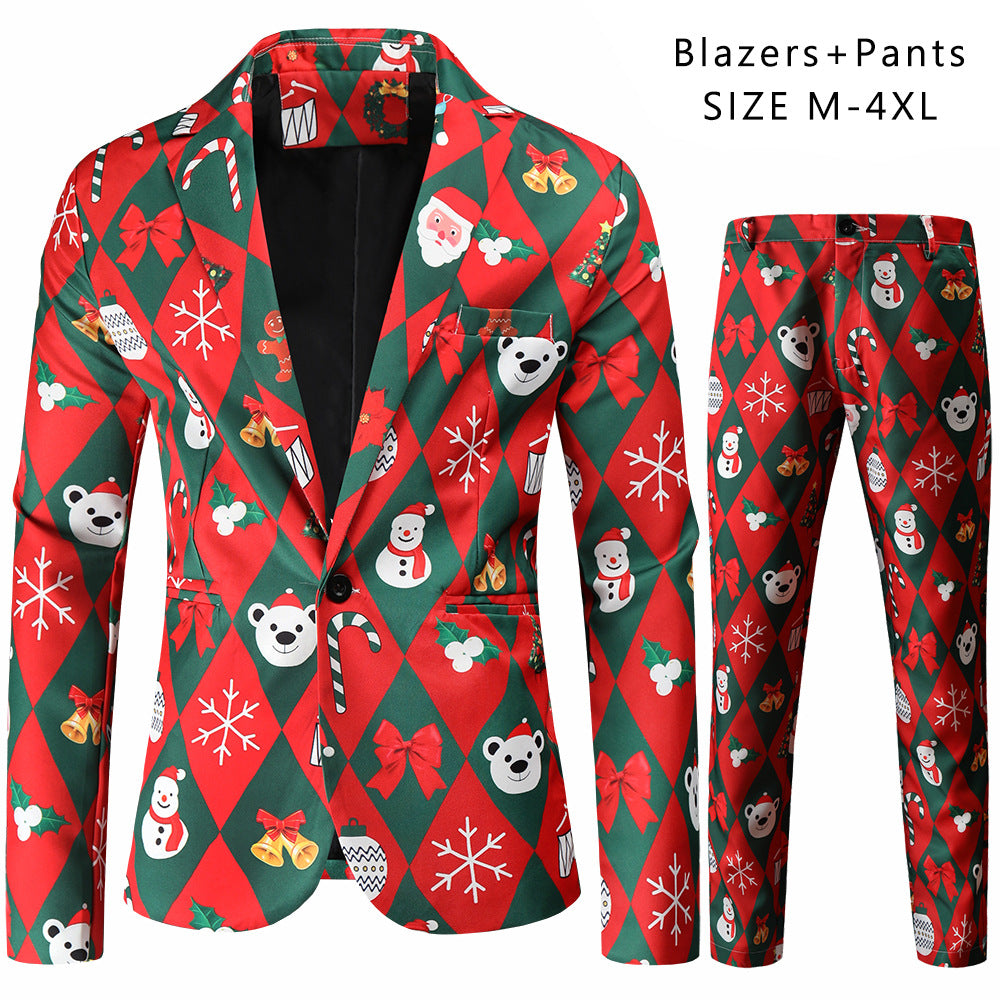 Men's Leisure Suit 3D Santa Claus Printing