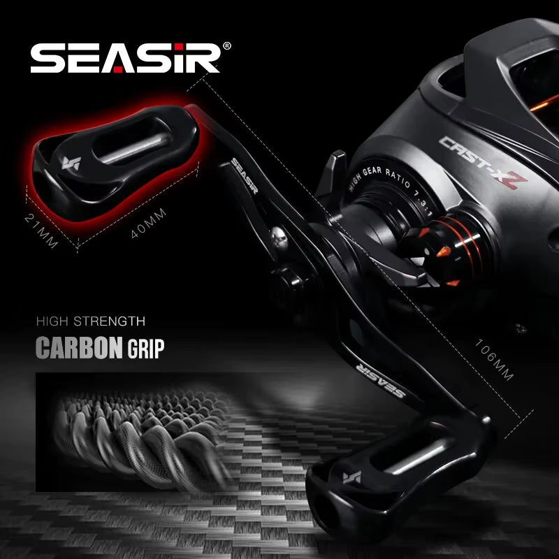 Cast X2 Baitcasting Reel 7.3:1 Hybrid Ceramic Bearing Carbon Fiber Washer Dual Bearing System N52 Brake Fishing Reels