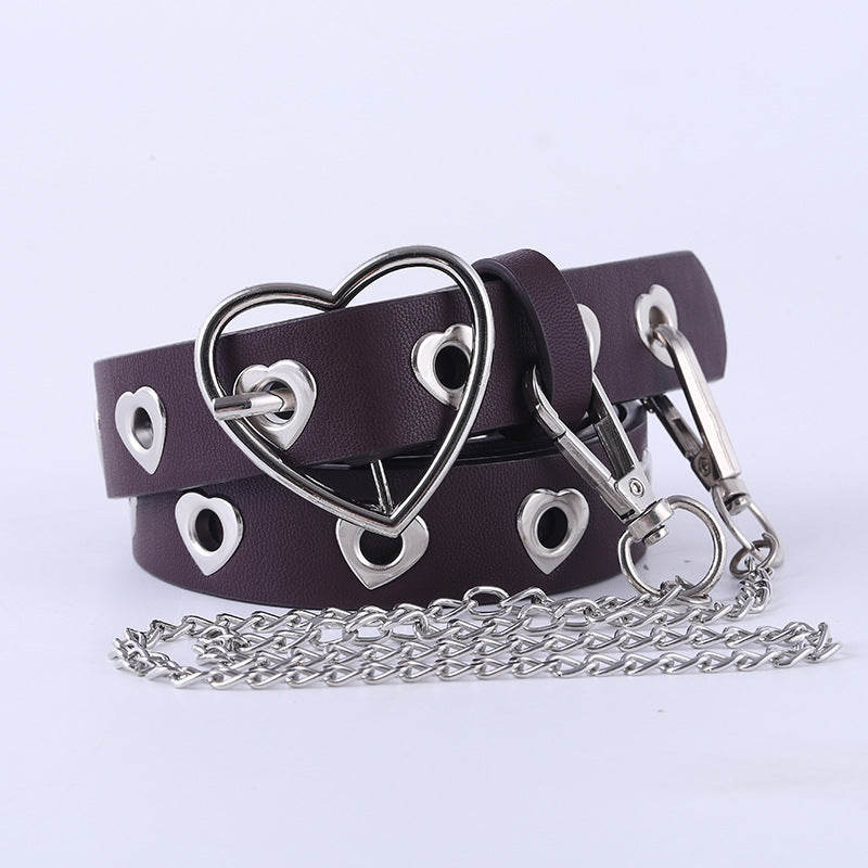Punk Heart Eyelet Buckle Cutout Decoration Ladies Belt