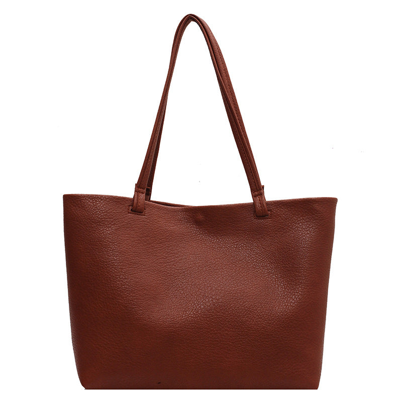 match Casual Soft Leather Large Capacity Shoulder Bag