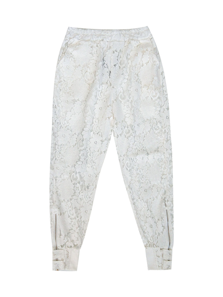 Ladies Fashion Lace Stitching Casual Pants