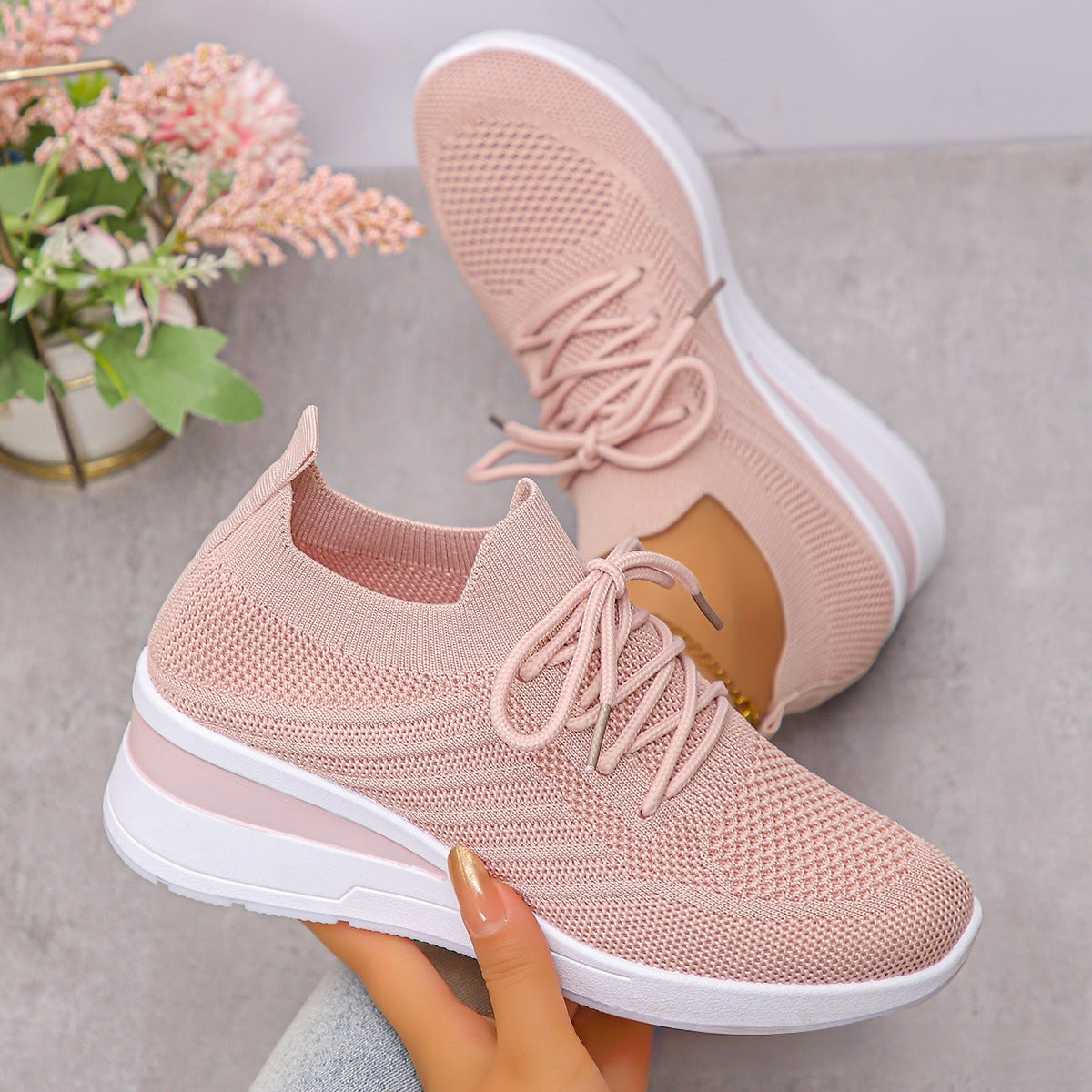 Knitted Breathable Multi-colored Slip-on Casual All-match Flyknit Sneakers