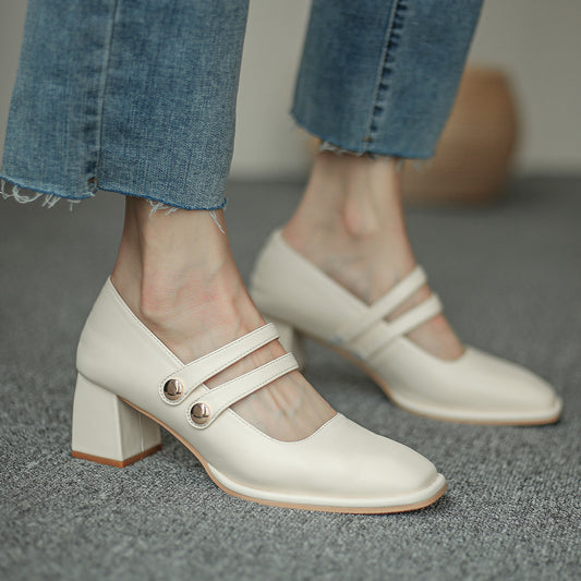 New Gentle High Thick Heel Retro Women's Shoes