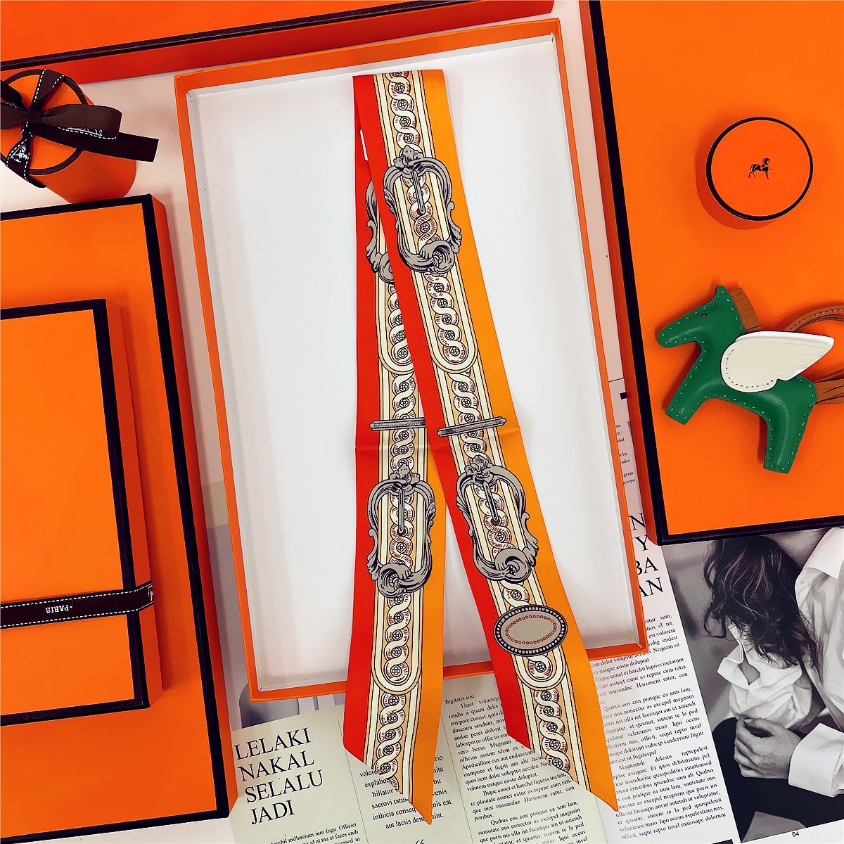 Thin Narrow Ribbon Strip With Floating Ends