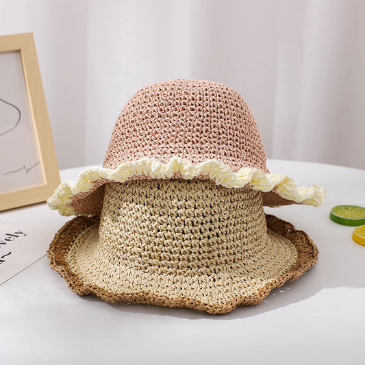 Colorblock Papyrus Foldable Children's Straw Hat
