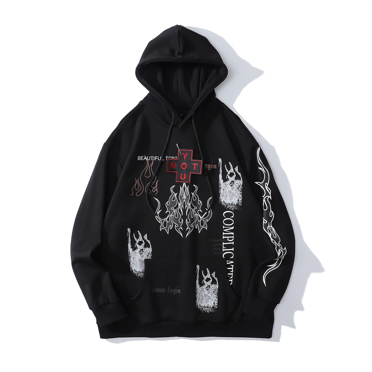 Hellfire Print Long Sleeve Hooded Sweatshirt