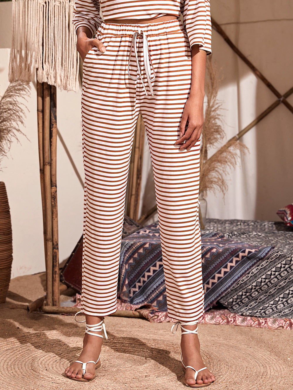 Casual Home Loose Straight Cropped Pants Women's Clothing