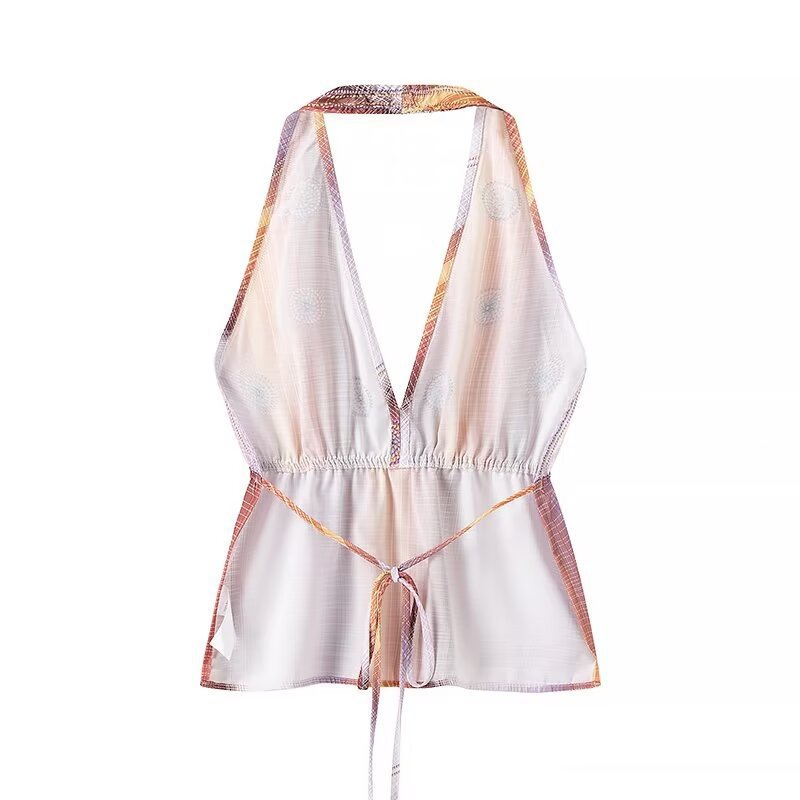 Women's Street Fashion Backless Print Tube Top