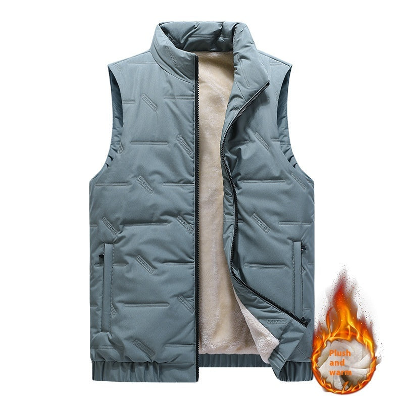 Autumn And Winter Fleece-lined Thickening Stand Collar Cotton Vest