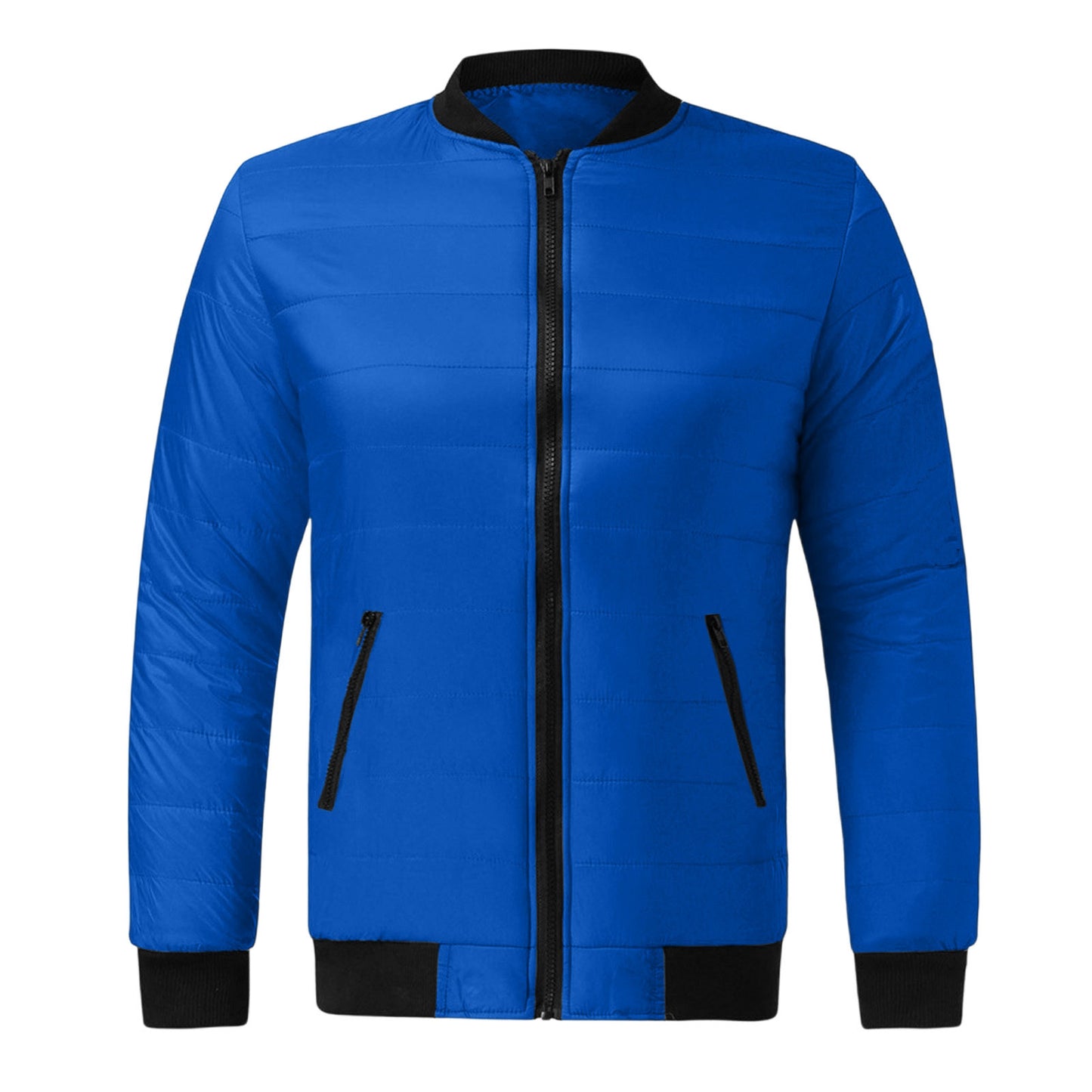 Mens Solid-Color Stand-Up Collar Cotton Padded Jacket Baseball Uniform