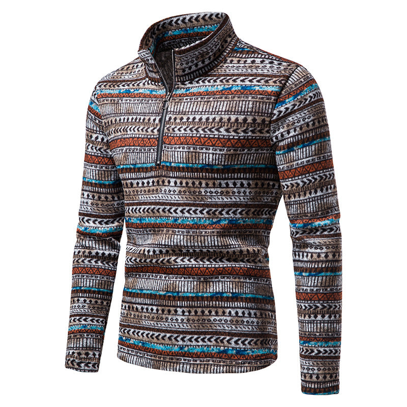 Men's Zipper Stand Collar Pullover Celebrity Style Fashion